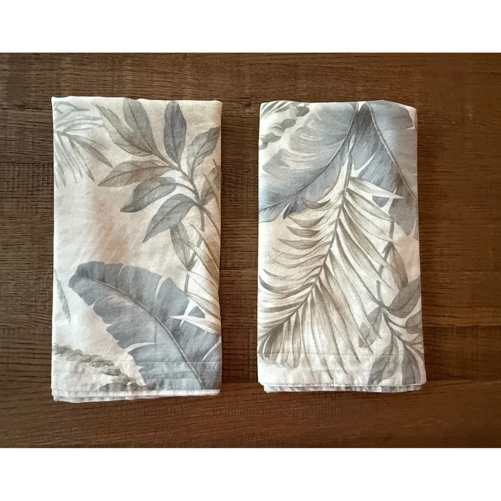 Tommy Bahama Home Tropical Palm Leaf Standard Pillow Shams Set of 2 Coastal Blue